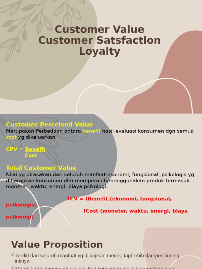 Value Satisfaction Loyalty | PDF