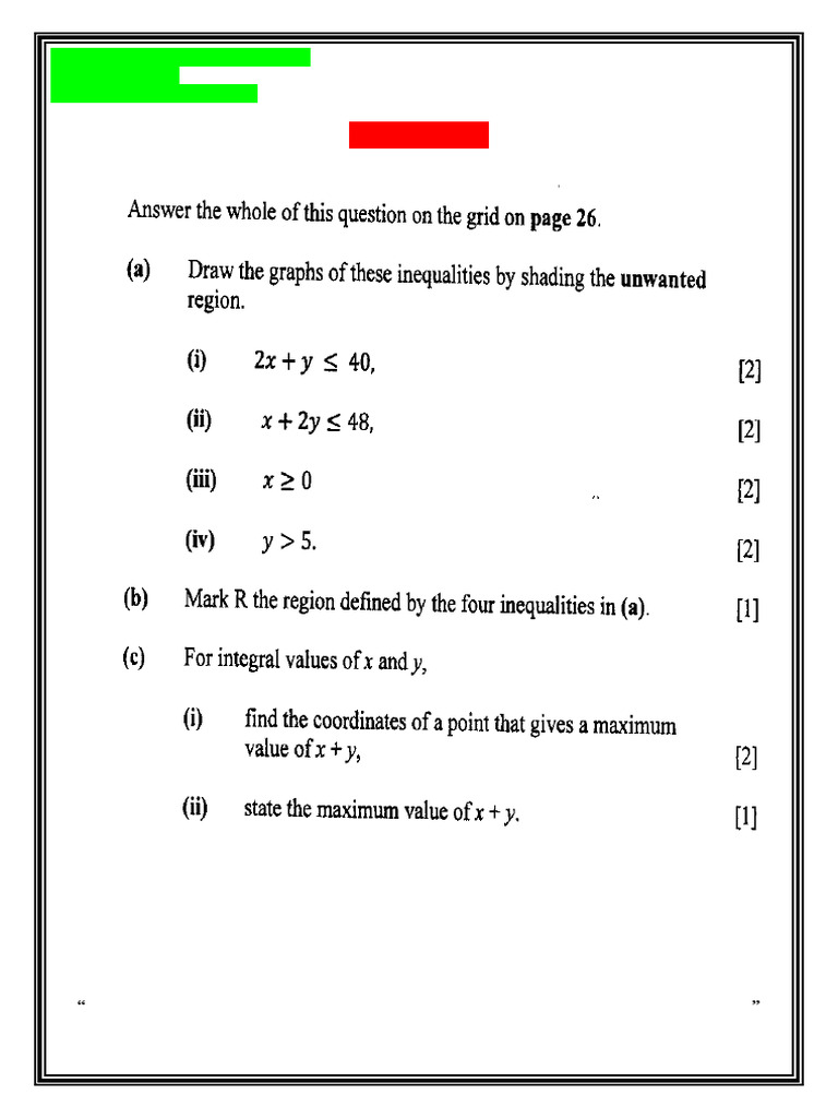 Linear Programming Worksheet Guide | PDF