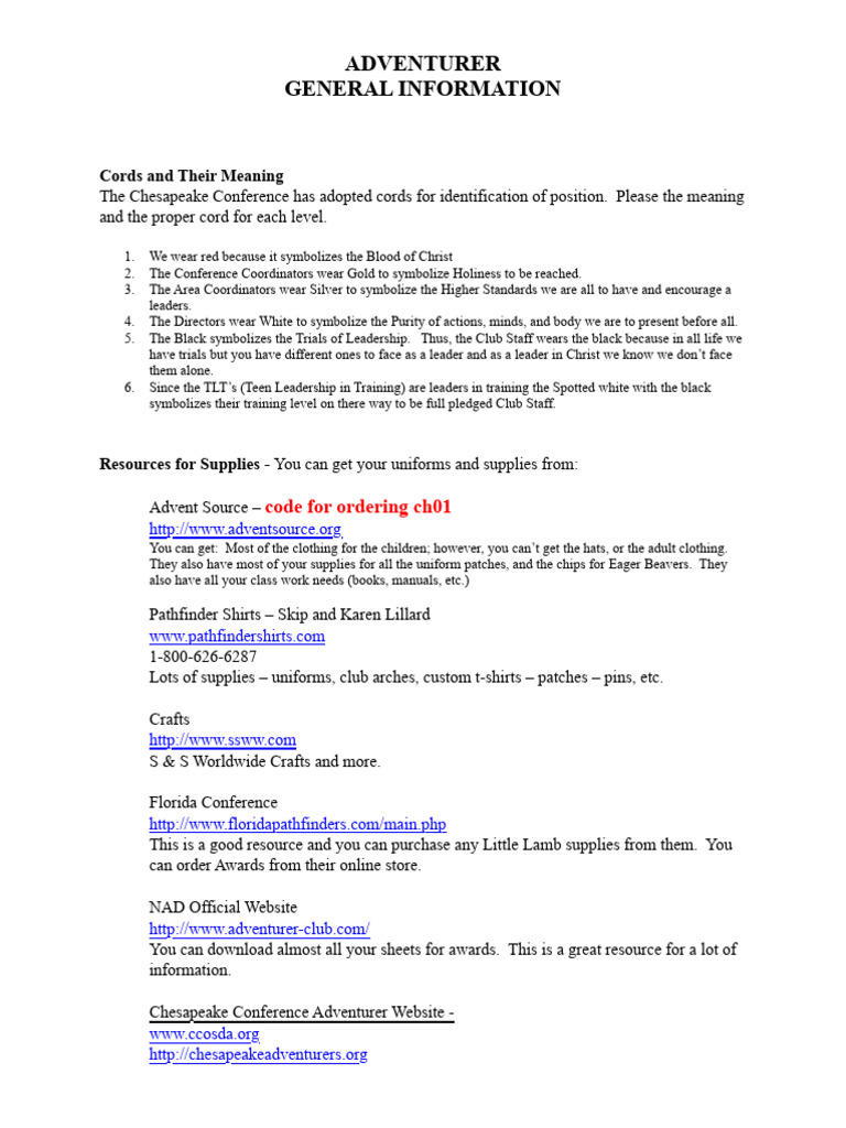 Cords and Uniforms for Adventurers | PDF