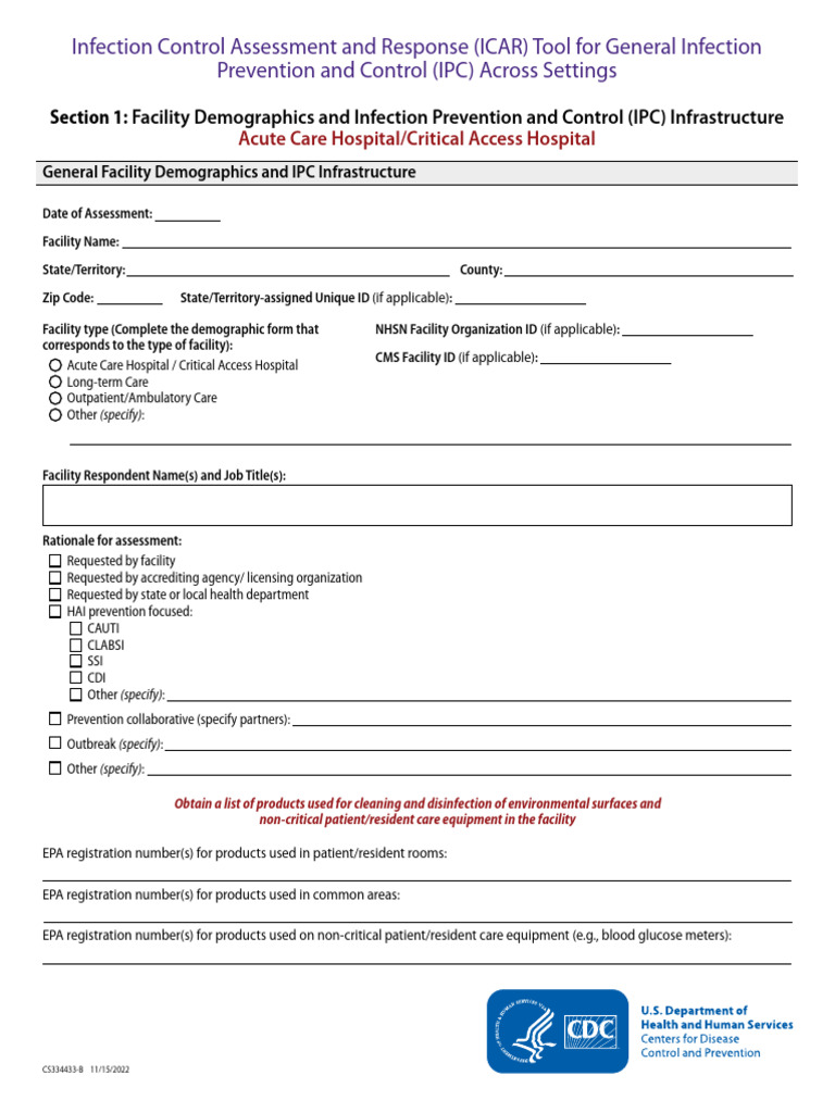 Infection Control Assessment Tool Guide | PDF | Hospital | Patient