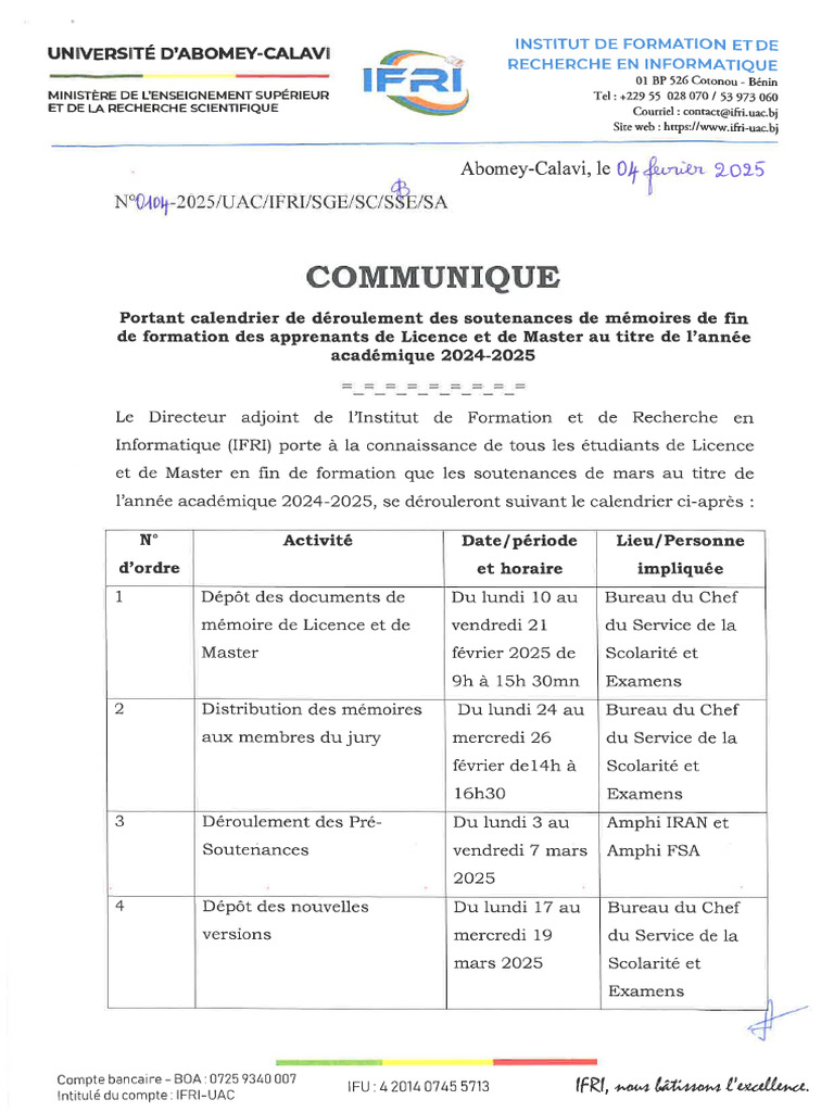 0104 Communiqué Soutenance Ifri | PDF