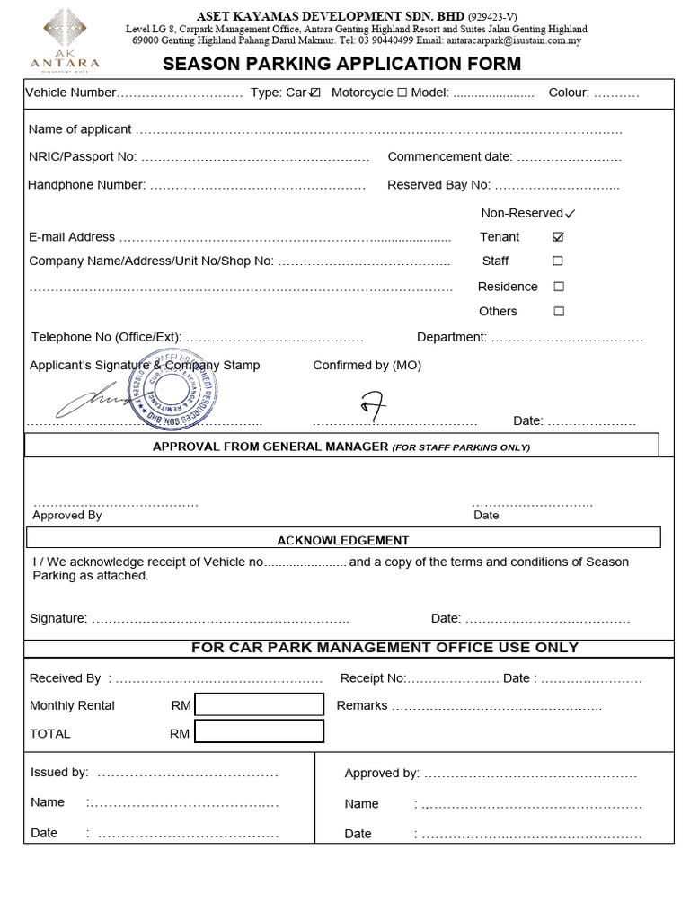 Appendix 1 - Application Form Season Pass Antara Genting (AutoRecovered ...