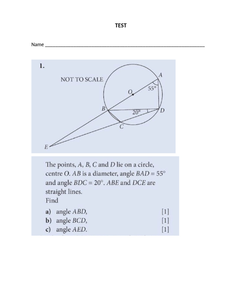 GR 9 Circles Test | PDF