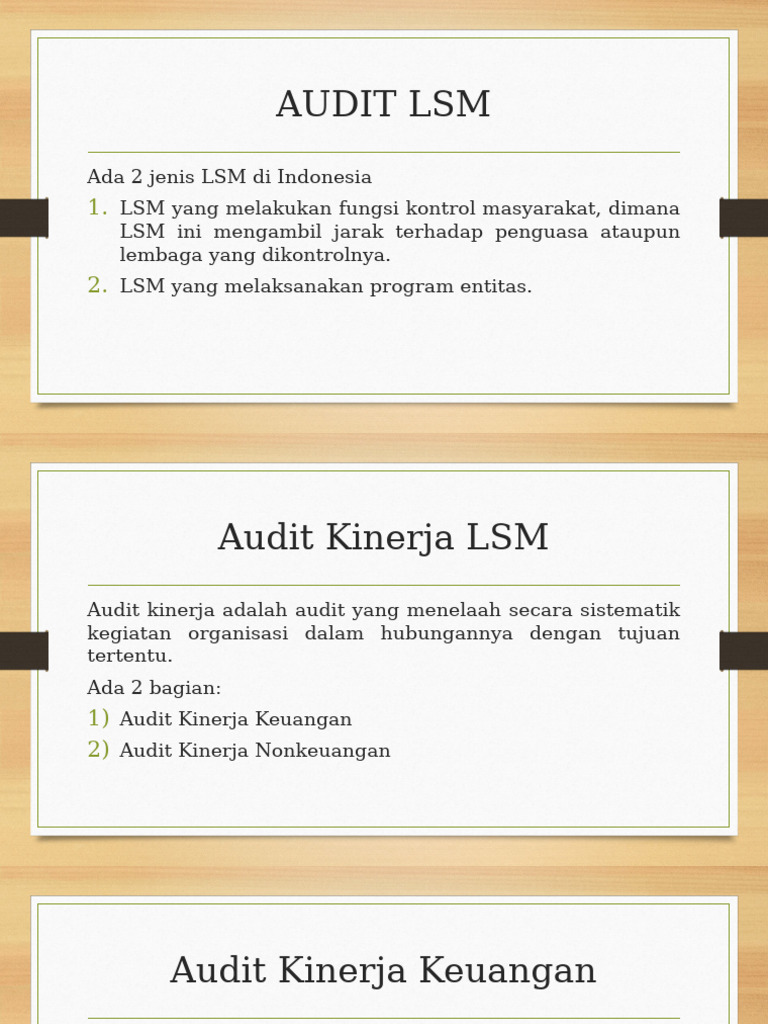 Audit Kinerja LSM: Keuangan & Nonkeuangan | PDF