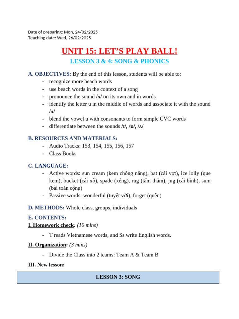Beach Vocabulary and Phonics Lesson Plan | PDF | Phonics | Human ...