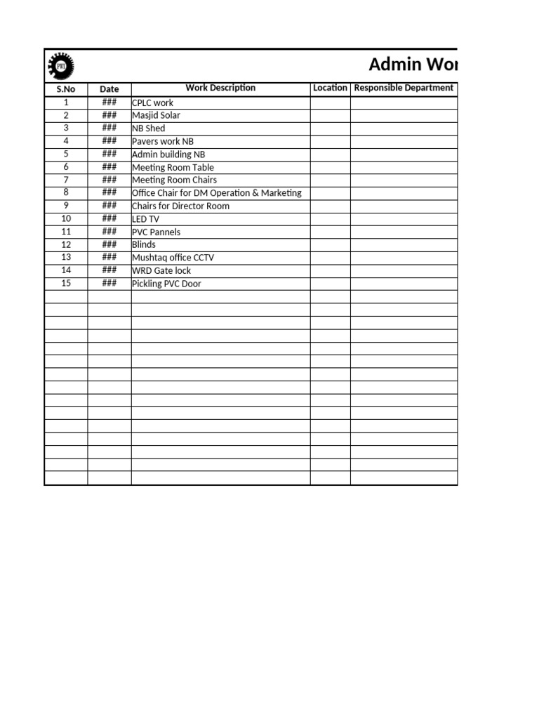 Admin Work Sheet | PDF
