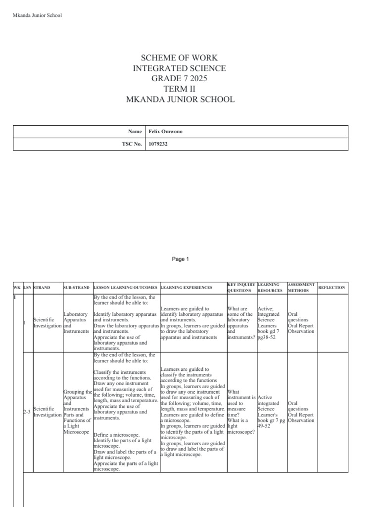 INTEGRATED SCIENCE - Grade 7 - Term-II | PDF | Chemical Substances ...