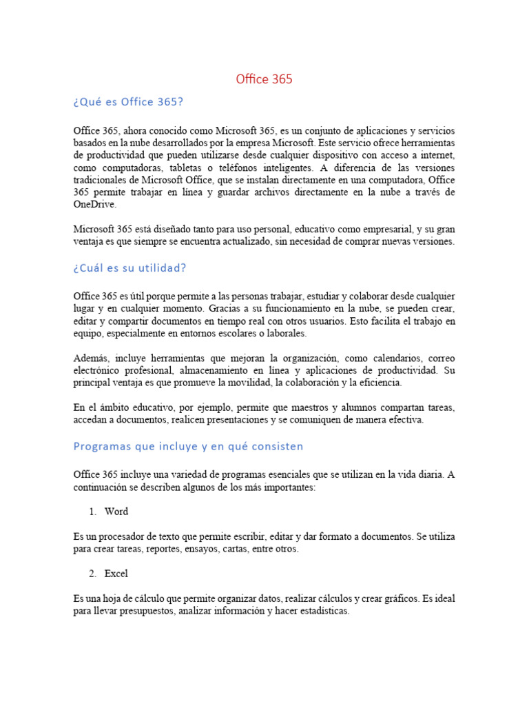Guía de Office 365: Herramientas y Usos | PDF | Microsoft Office ...