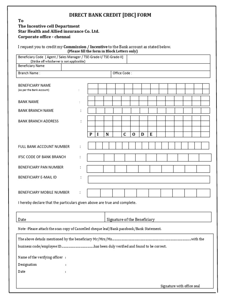 Direct Bank Credit Form Submission | PDF