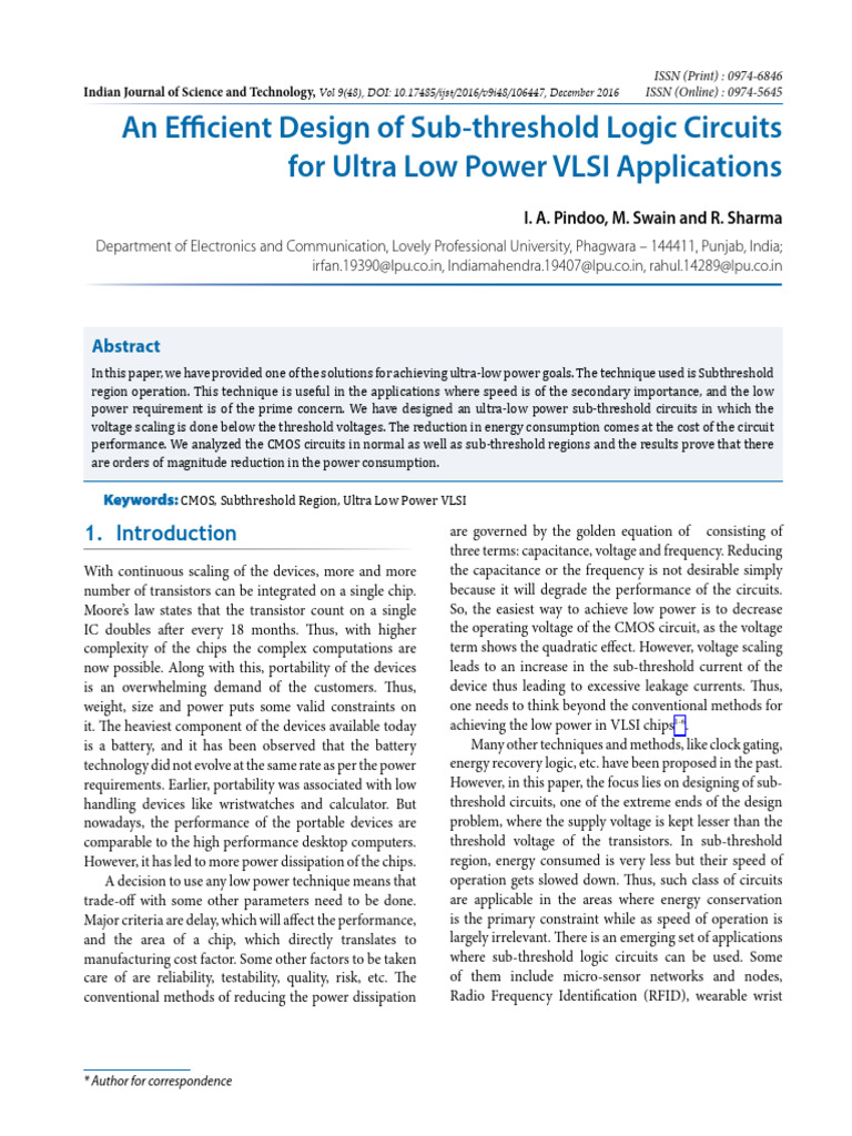 Sub-Threshold Design For Ultra Low - UNIT 5 | PDF | Cmos | Mosfet