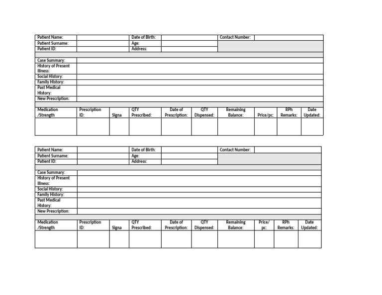 Patient Prescription and Medical History Form | PDF