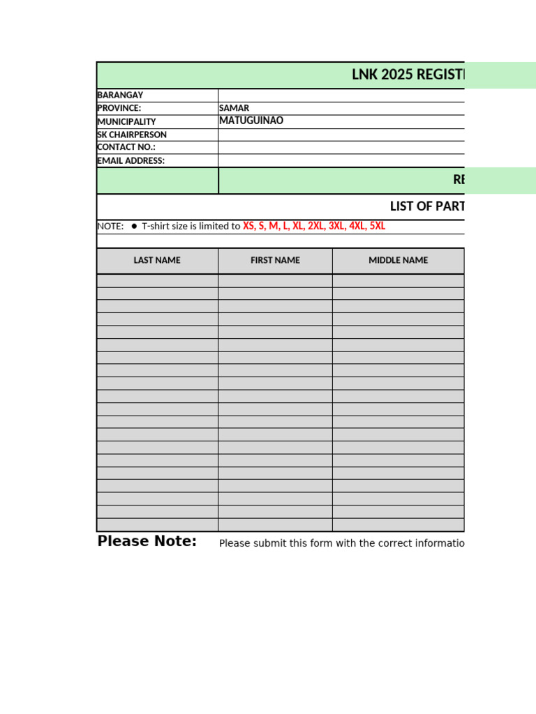 LNK Registration Form | PDF