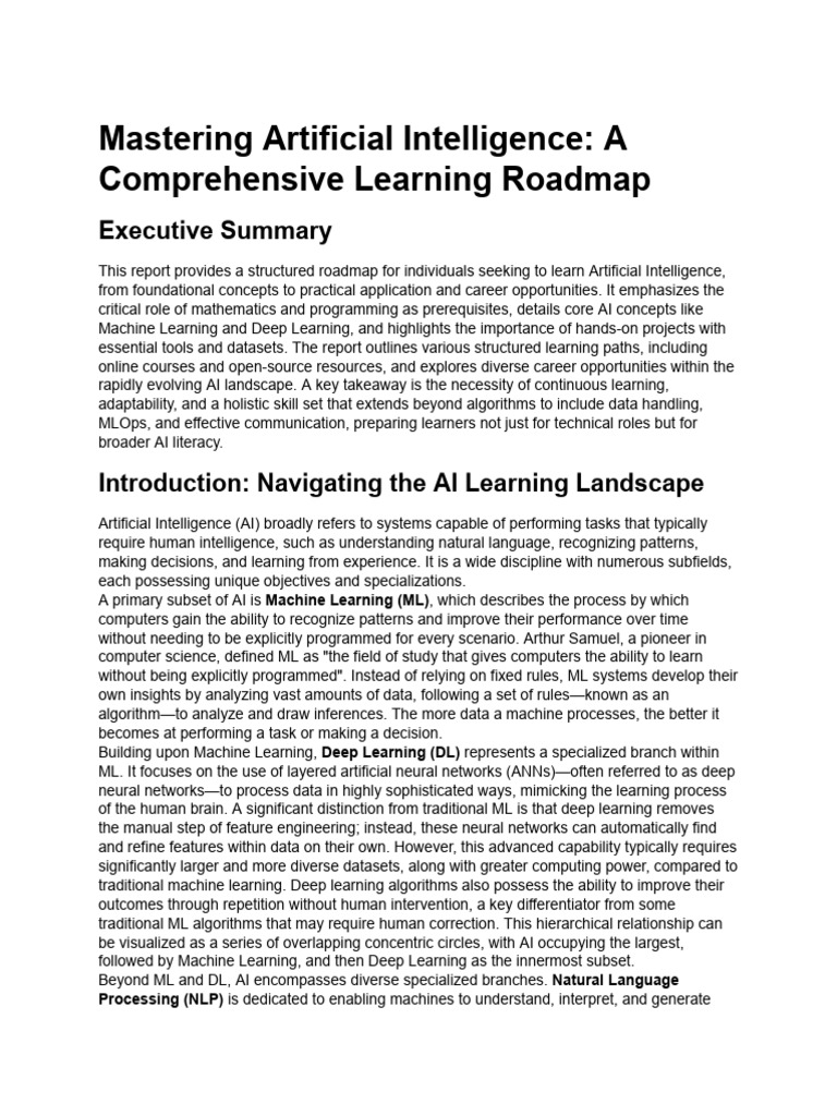 AI Learning Roadmap: Skills & Careers | PDF | Machine Learning ...