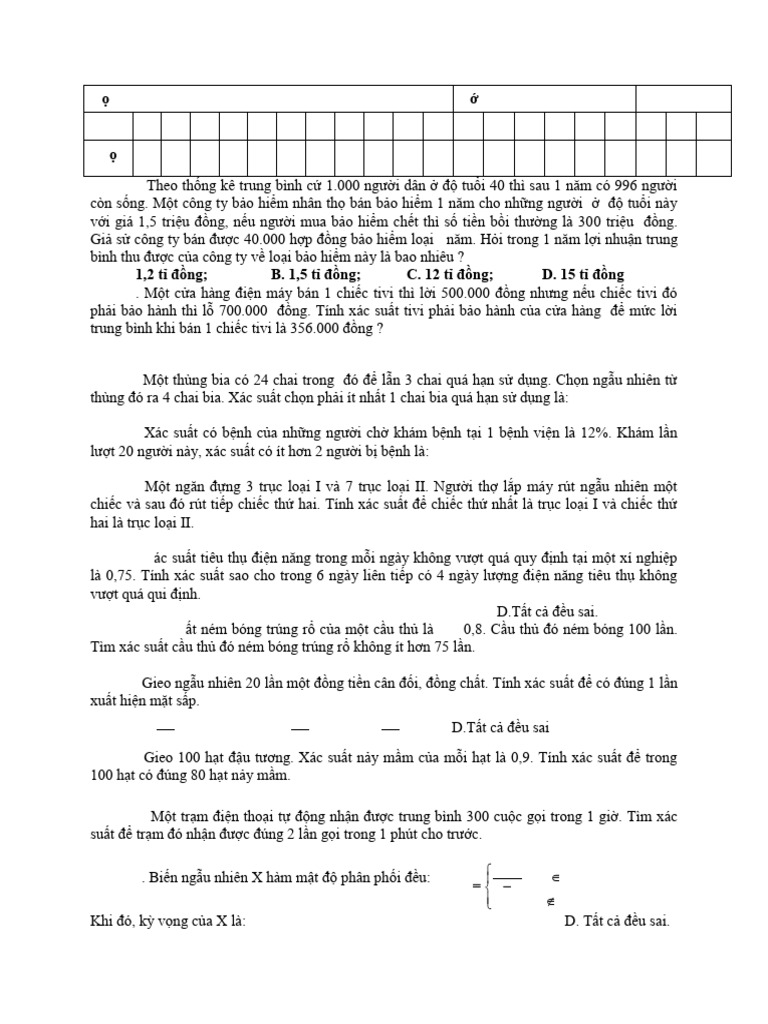 De XSTK Lan 2 - 101 | PDF