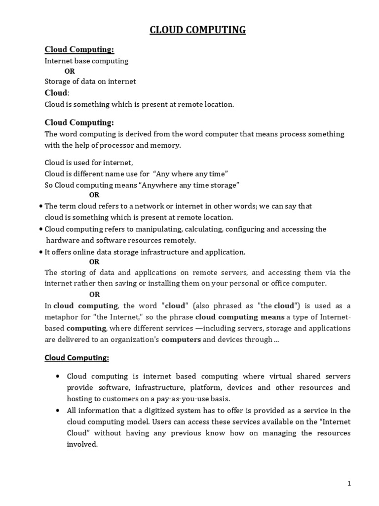 Understanding Cloud Computing Basics | PDF | Cloud Computing | Computing