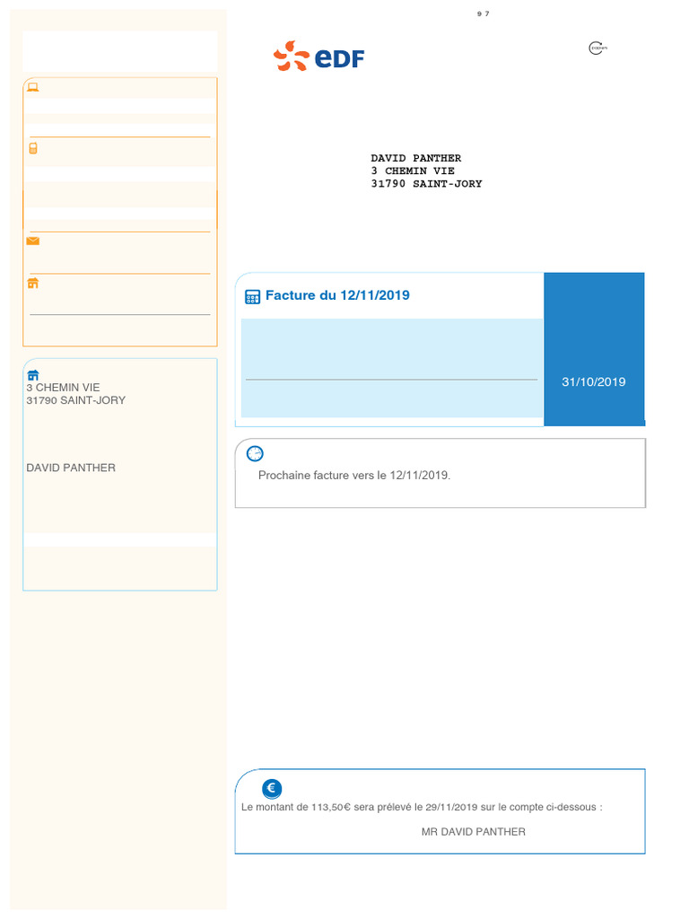 Facture EDF : Détails et Contact Client | PDF | Taxe sur la valeur ...