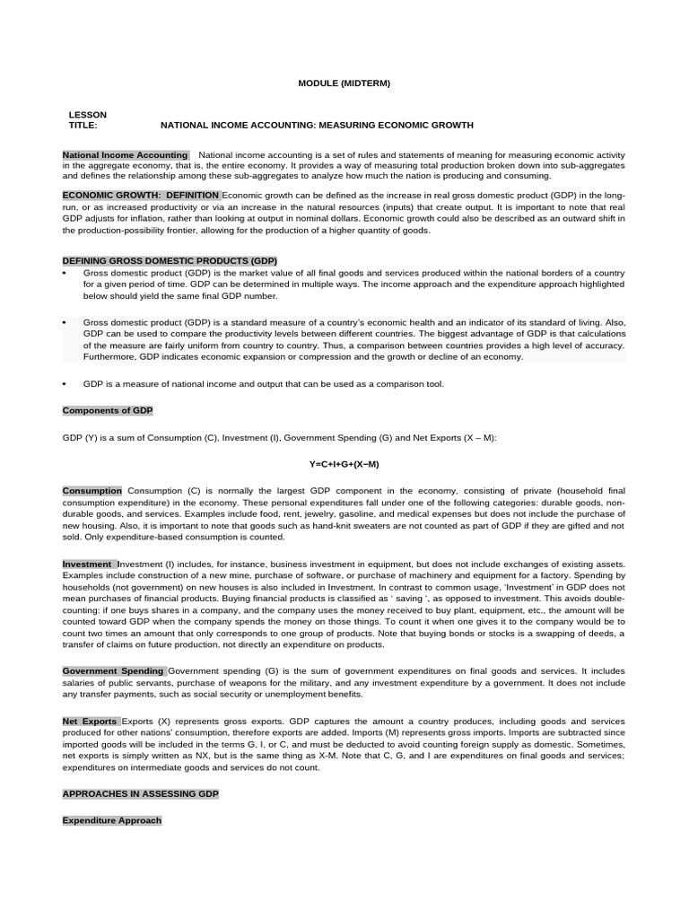 Ae12 - Econ - Dev. (M) - National Income Accounting | PDF | Gross ...
