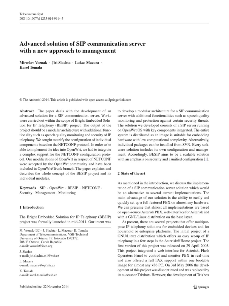 Advanced SIP Server Management Solution | PDF | Session Initiation ...