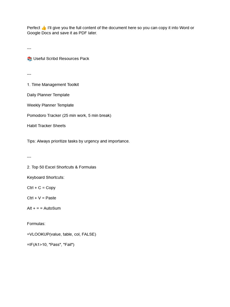 Essential Resources for Productivity & Learning | PDF