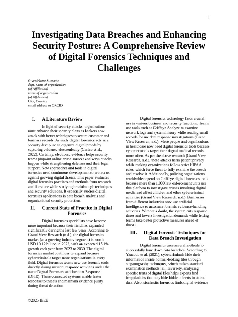 Digital Forensics in Data Breach Analysis | PDF | Security | Computer ...