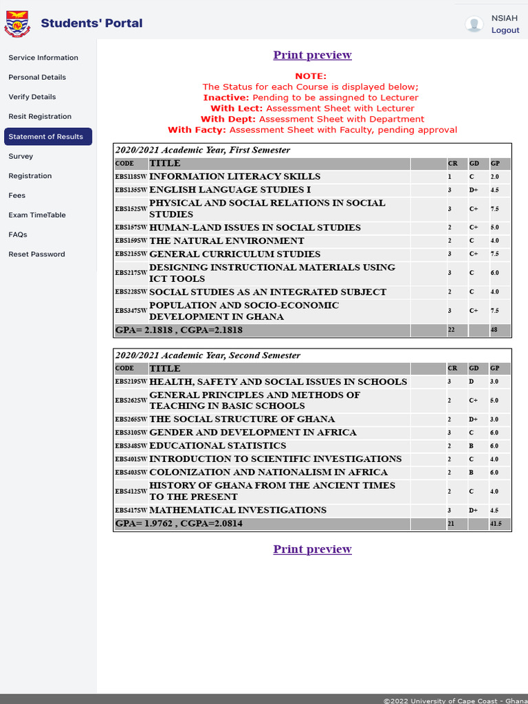 Student Portal: Course Results & GPA | PDF | Learning