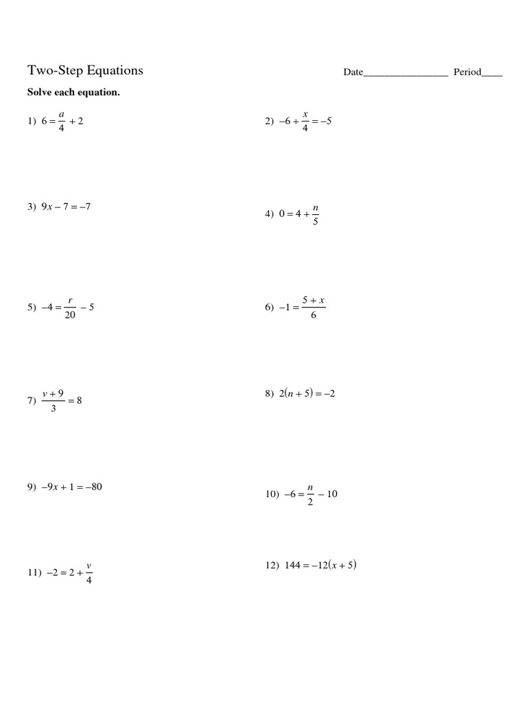 Two-Step Equation Practice Problems | PDF