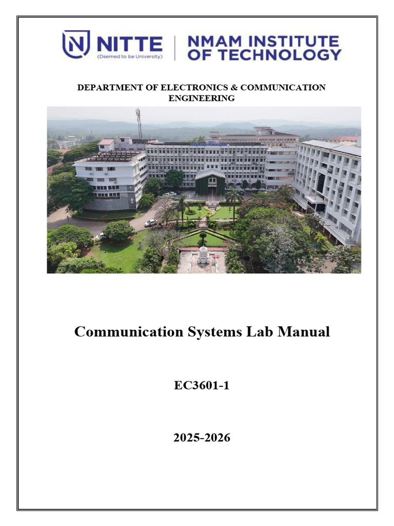 Communication Systems Lab Manual 2025-26 | PDF | Frequency Modulation ...