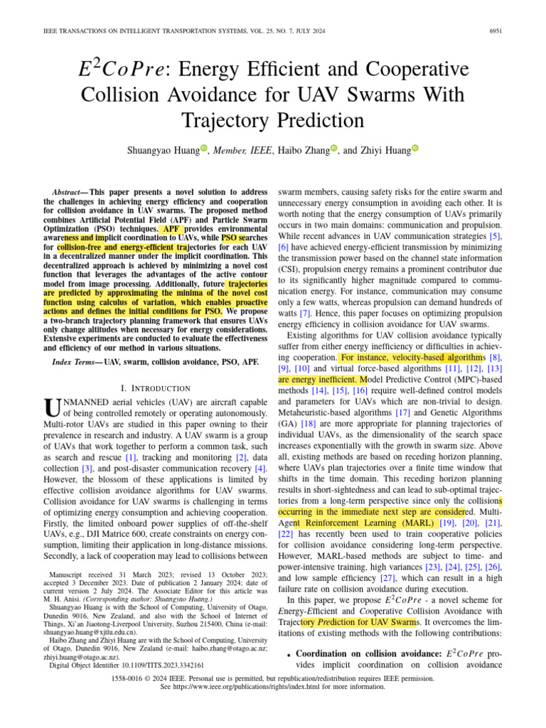 Energy-Efficient Collision Avoidance for UAVs | PDF | Unmanned Aerial ...
