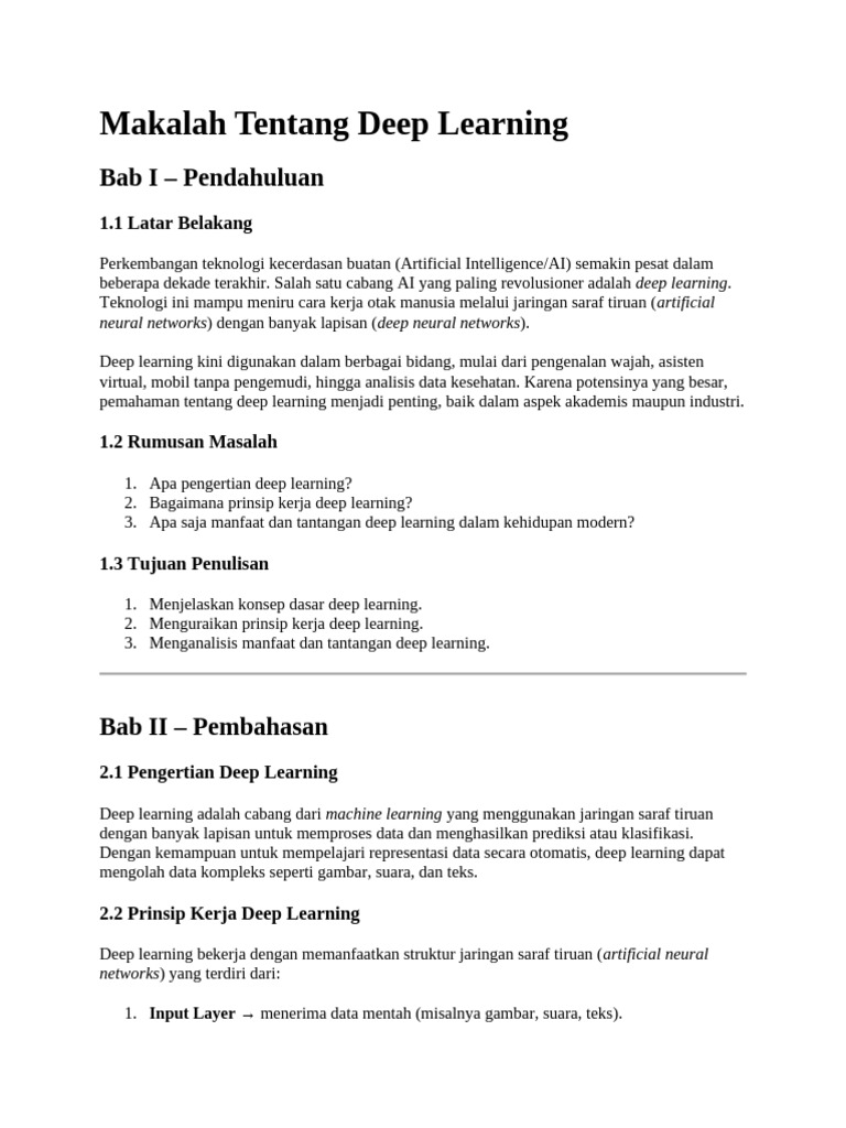 Memahami Deep Learning dan Manfaatnya | PDF