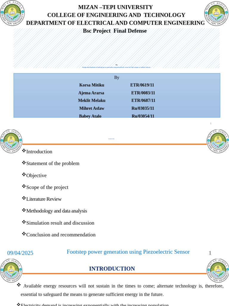 Footstep Power Generation System Design | PDF | Piezoelectricity ...