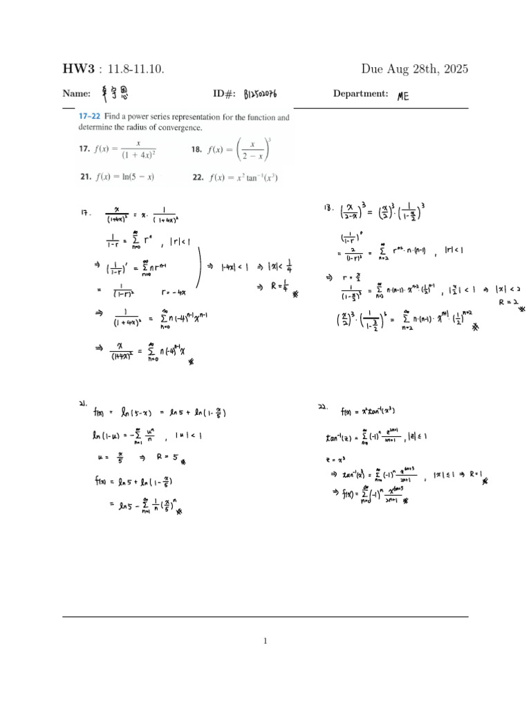 Homework 3: Math Problems 11.8-11.10 | PDF
