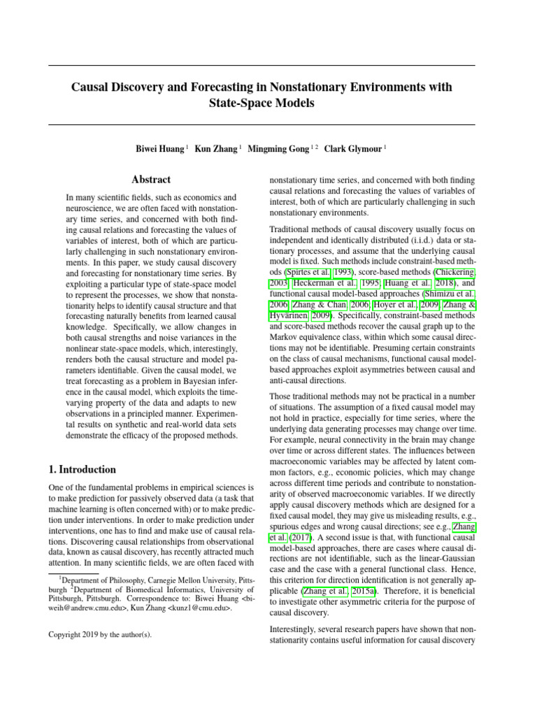 Causal Discovery in Nonstationary Time Series | PDF | Causality ...