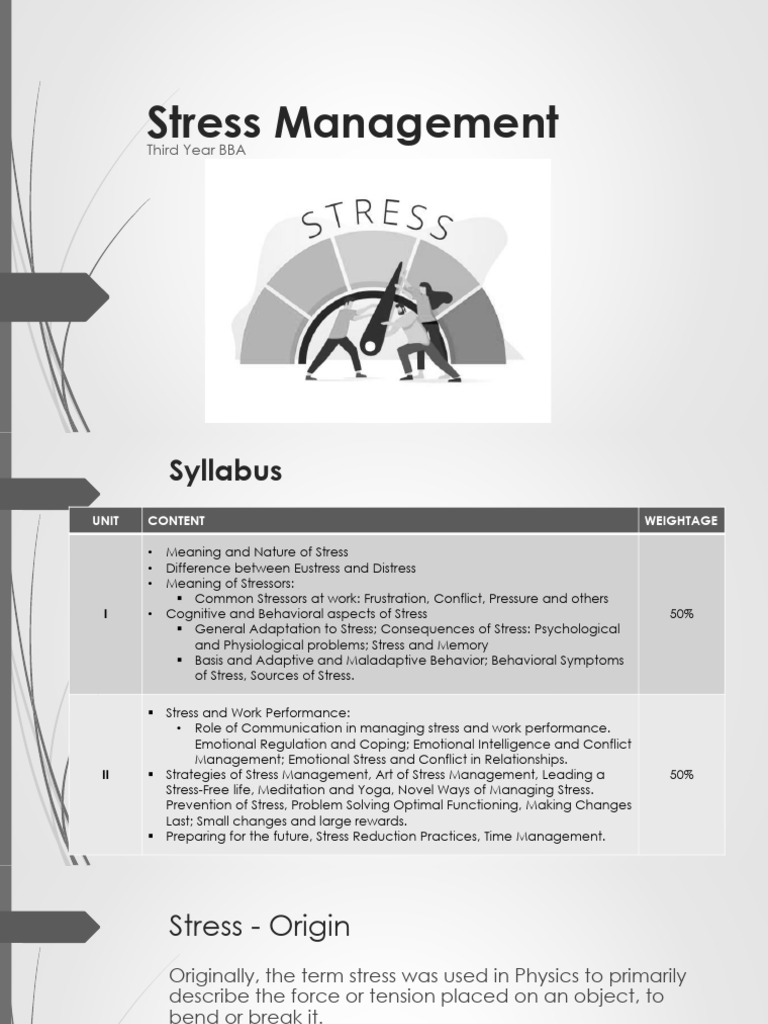 Stress Management Strategies for BBA Students | PDF | Stress (Biology ...