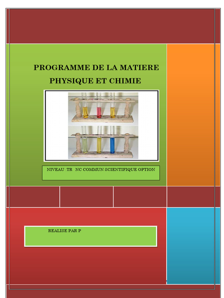 Programme de Physique et Chimie SC | PDF | Chimie | Équilibre chimique
