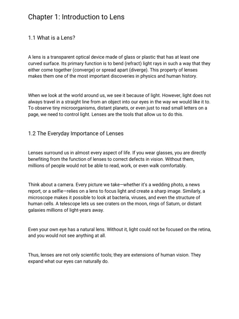 Understanding Lenses: Function and Importance | PDF | Optics ...