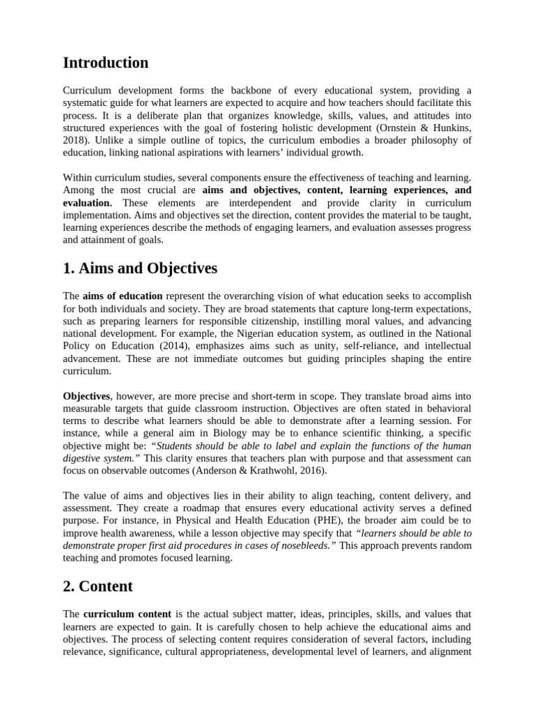 Core Elements of Curriculum in Curriculum Studies | PDF | Curriculum ...