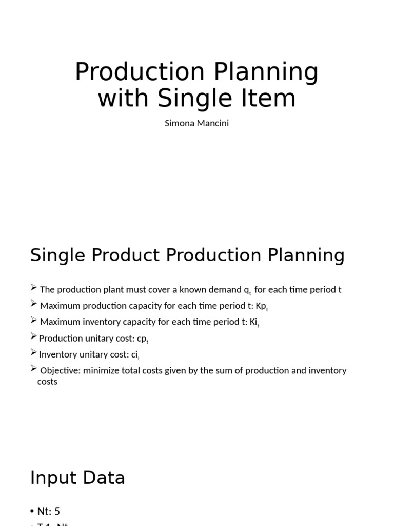 Single Item Production Planning Guide | PDF