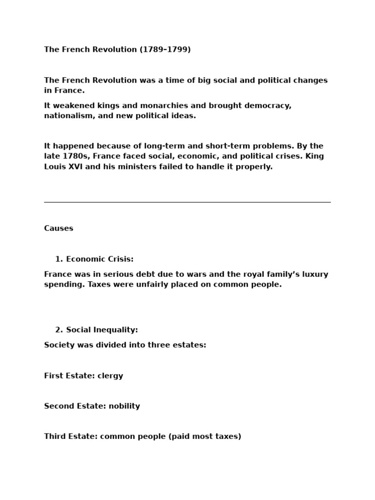 Causes and Impact of the French Revolution | PDF