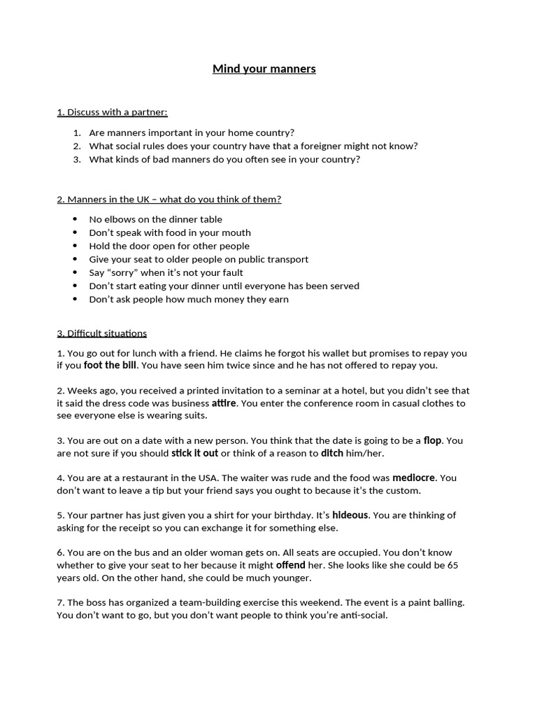 Essential Manners and Social Etiquette | PDF | Profanity