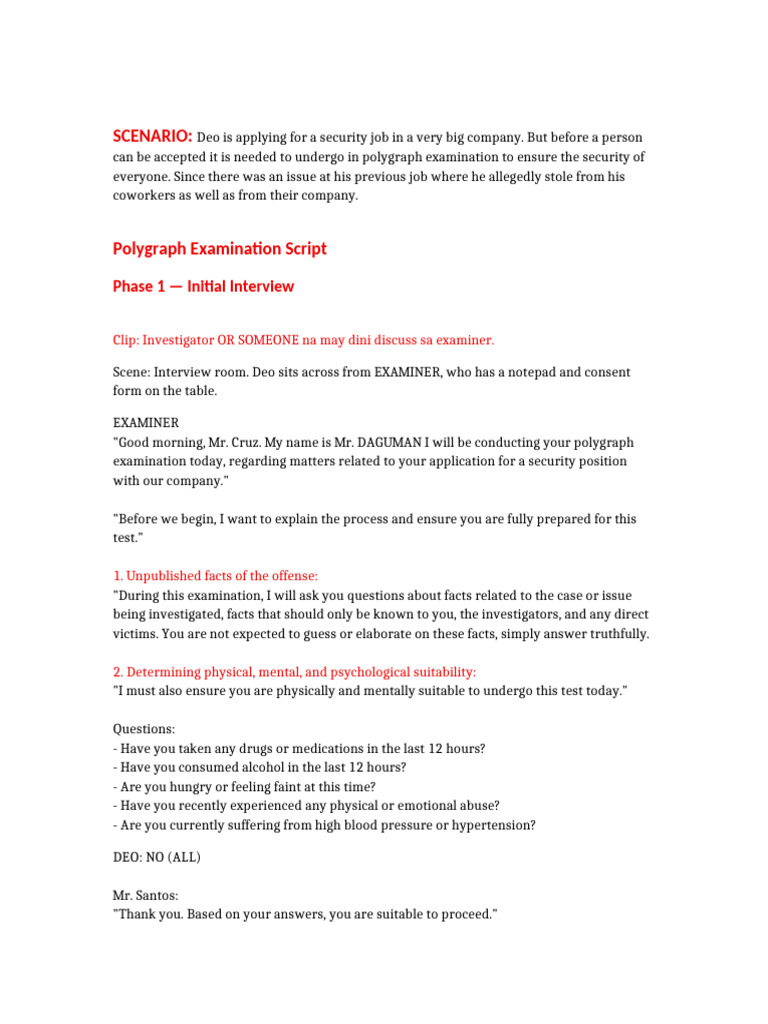 Polygraph Examination for Security Job | PDF | Polygraph
