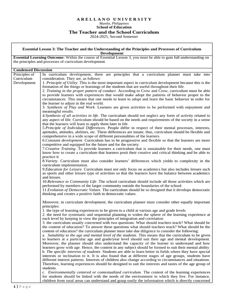 Curriculum Development Principles Explained | PDF | Curriculum | Learning
