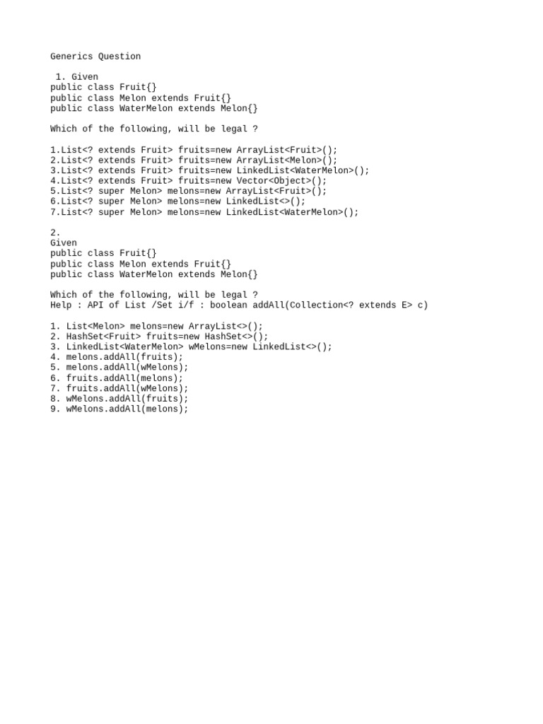 Legal Generics Usage in Java | PDF