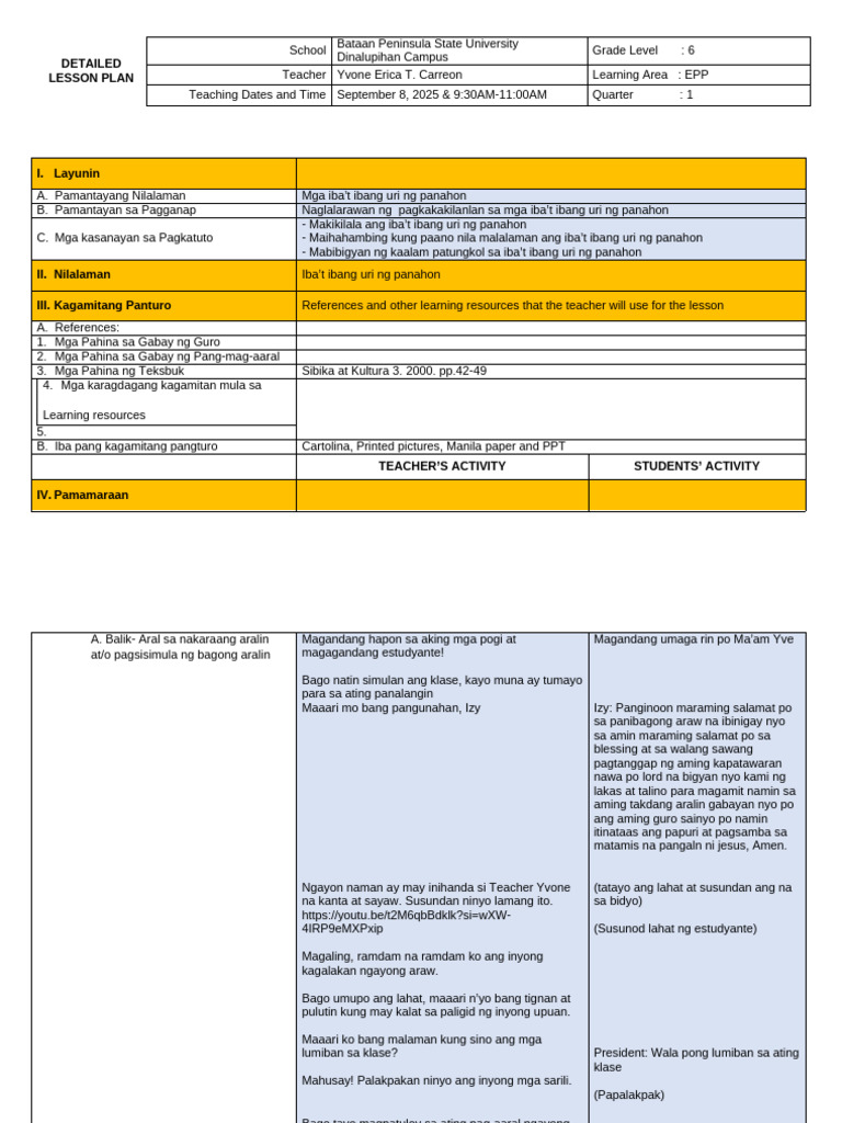 Detailed Lesson Plan | PDF