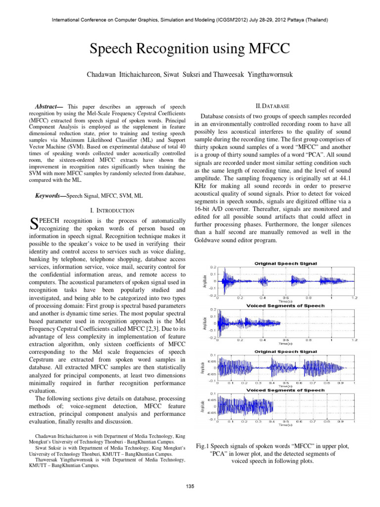 Speech Recognition with MFCC and SVM | PDF | Discrete Fourier Transform ...