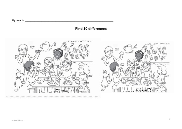 Find 10 Differences Activity Sheet | PDF