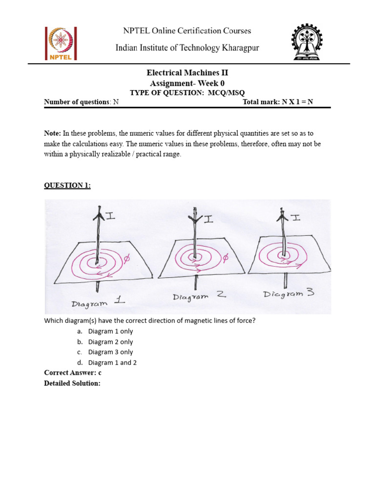 Electrical Machines II MCQ Assignment | PDF | Magnetic Field | Inductor