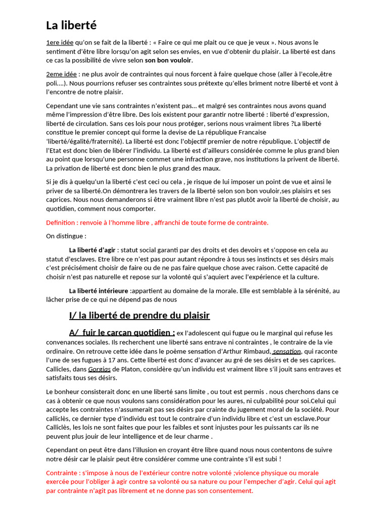 Comprendre la Liberté : Choix et Contraintes | PDF | Liberté | Libre ...