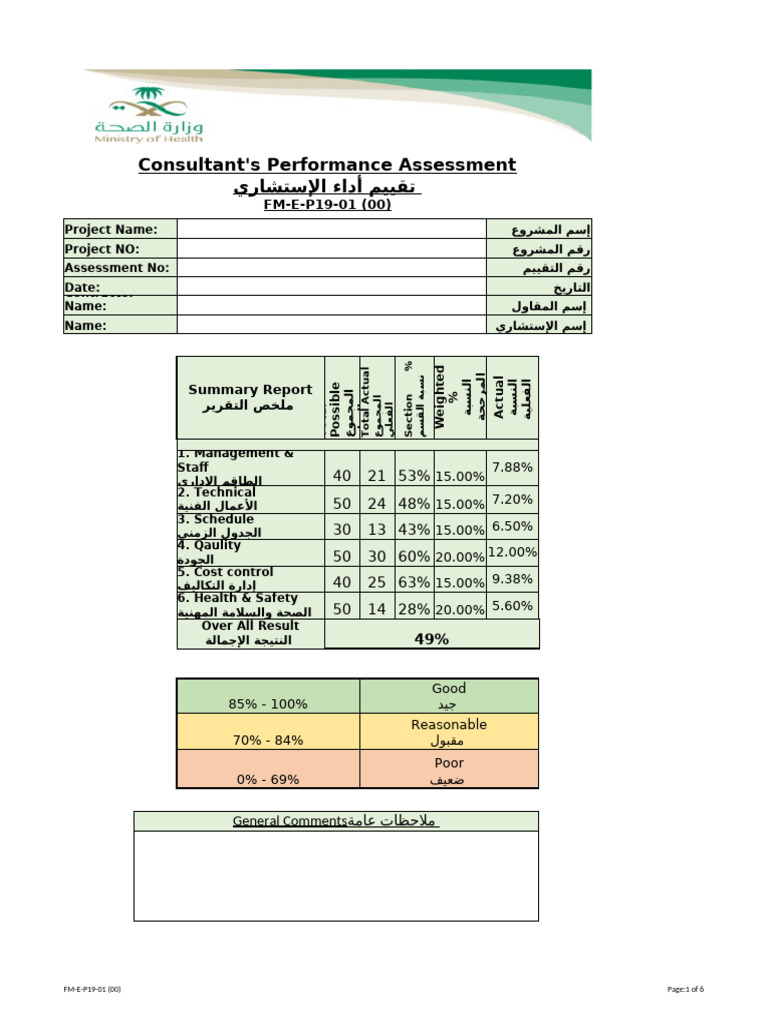FM-E-P19-01 (00) Consultant - Performance Assessment Form | PDF