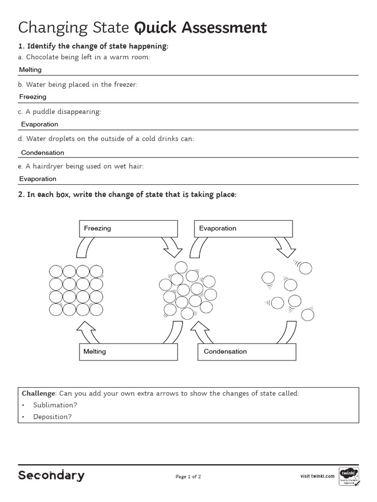 Quick Assessment of State Changes | PDF | Evaporation | Water