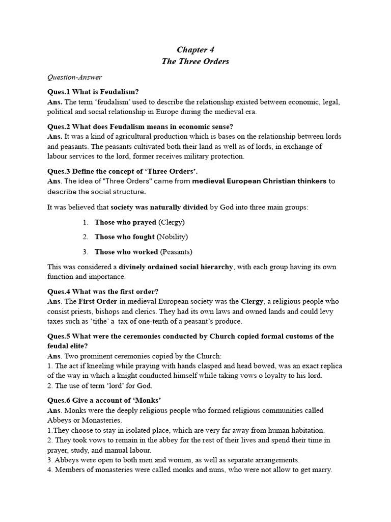 Understanding the Three Orders of Feudalism | PDF | Feudalism | Clergy